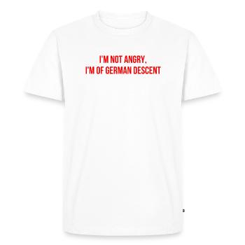 Je ne suis pas en colère, je suis d’origine allemande - T-shirt Premium bio Homme - blanc - Devant - Nico (187cm)
