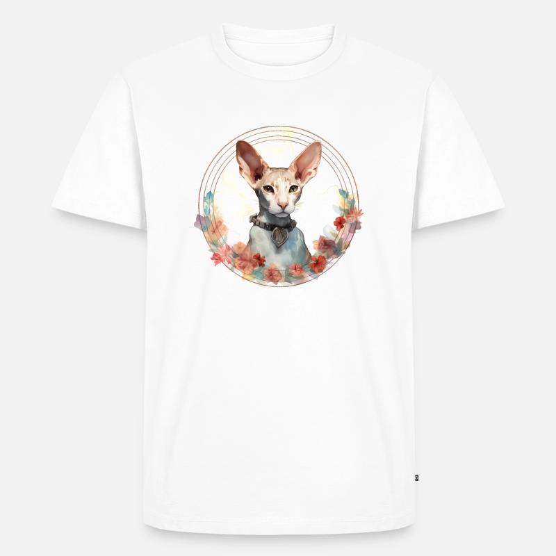 Cornish Rex Cat Boho Style, Koty miłosne - Ekologiczna koszulka męska Premium - biały