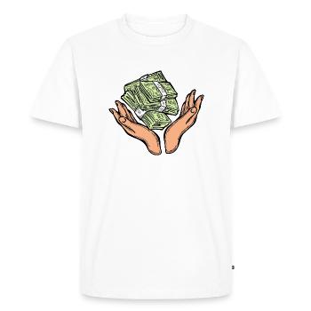 Big money flying to you for wealth and prosperity. - Men's Premium Organic T-Shirt - white - Front - Nico (187cm)
