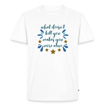 Ce qui ne vous tue pas - bleu - T-shirt Premium bio Homme - blanc - Devant - Nico (187cm)