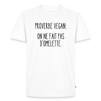 proverbe vegan - T-shirt Premium bio Homme - blanc - Devant - Nico (187cm)