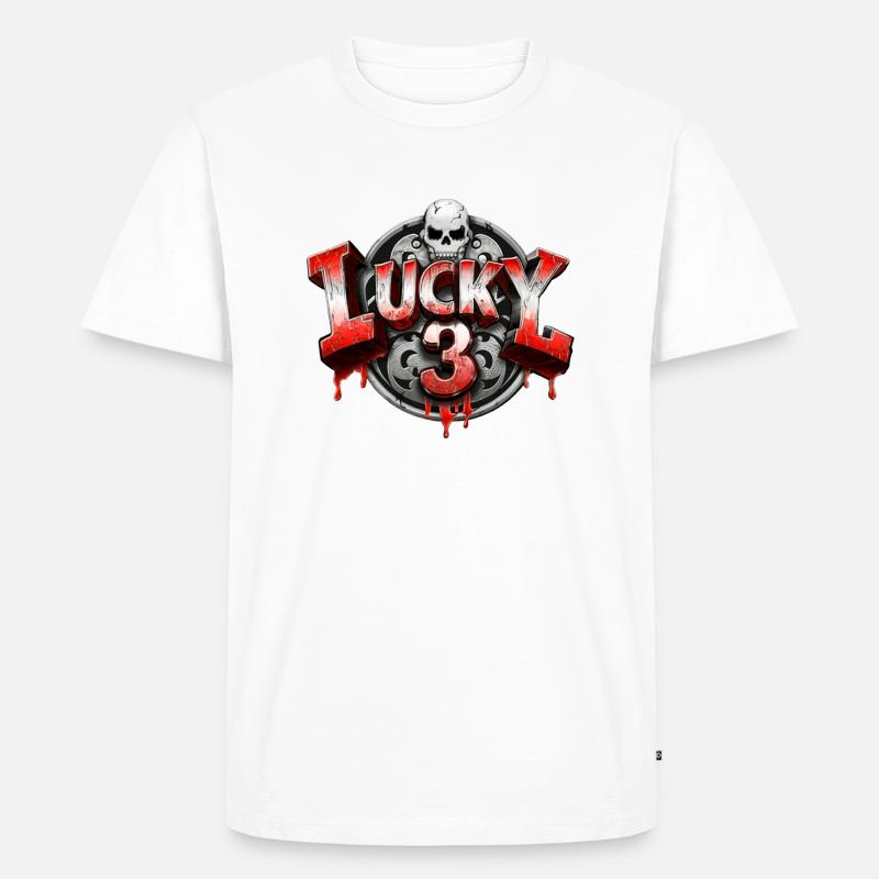 GLÜCK 3 - Männer Premium Bio T-Shirt - Weiß