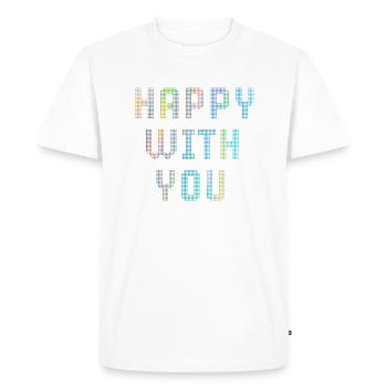 Heureux avec vous - T-shirt Premium bio Homme - blanc - Devant - Nico (187cm)