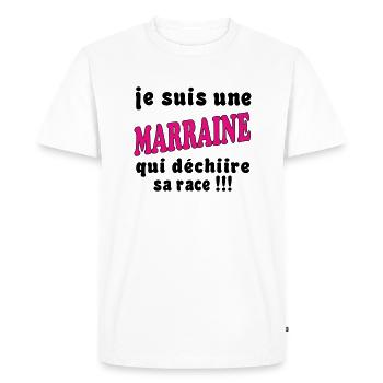 Je suis une MARRAINE... - T-shirt Premium bio Homme - blanc - Devant - Nico (187cm)