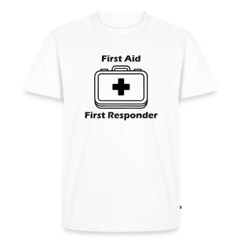 Équipement médical - « Premiers secours, premiers intervenants » - T-shirt Premium bio Homme - blanc - Devant - Nico (187cm)