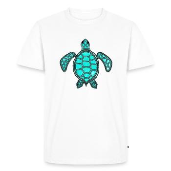 Tortue verte- turquoise - T-shirt Premium bio Homme - blanc - Devant - Nico (187cm)