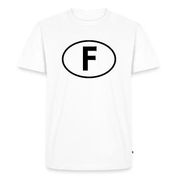 F - Men's Premium Organic T-Shirt - white - Front - Nico (187cm)