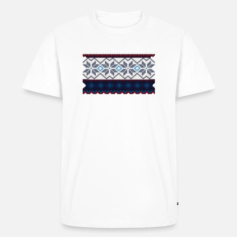Norwegisches Pullovermuster - Männer Premium Bio T-Shirt - Weiß