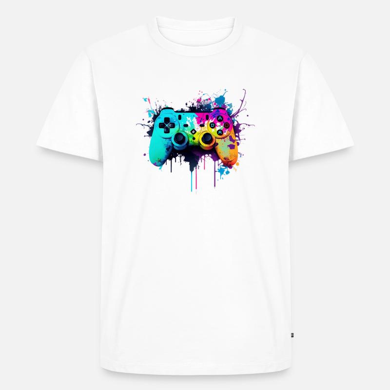 Neon Gaming Controller / Kontroller - Männer Premium Bio T-Shirt - Weiß