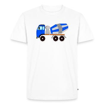 Bétonnière bleu-gris, véhicule de chantier - T-shirt Premium bio Homme - blanc - Devant - Nico (187cm)