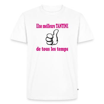 Meilleure TANTINE DE TOUS LES TEMPS - T-shirt Premium bio Homme - blanc - Devant - Nico (187cm)