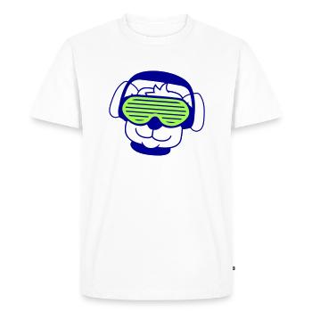 Cool Mignon DJ Chien Animal de compagnie Chiot Musique de fête - T-shirt Premium bio Homme - blanc - Devant - Nico (187cm)