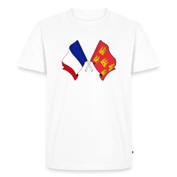 Drapeau de la France, Poitou Charentes traversé - T-shirt Premium bio Homme - blanc - Devant - Nico (187cm)