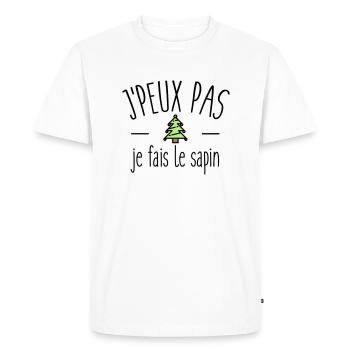 Je peux pas je fais le sapin - T-shirt Premium bio Homme - blanc - Devant - Nico (187cm)