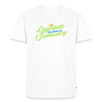 Les légendes sont nées en janvier - T-shirt Premium bio Homme - blanc - Devant - Nico (187cm)