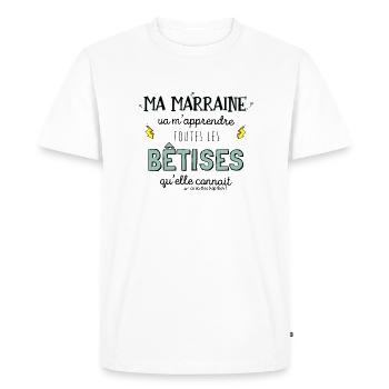 Betise avec marraine - T-shirt Premium bio Homme - blanc - Devant - Nico (187cm)