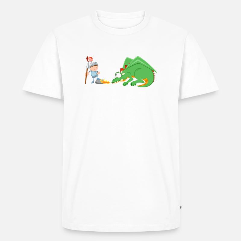 Ritter und Drache - Männer Premium Bio T-Shirt - Weiß
