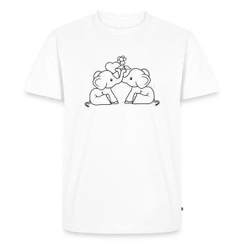 2 elephants love heart couple couples in love flower - Men's Premium Organic T-Shirt - white - Front - Nico (187cm)