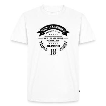 Heureux de vivre sur l'ile d'Oléron. - T-shirt Premium bio Homme - blanc - Devant - Nico (187cm)