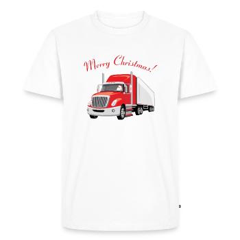 Camion rouge avec le père Noël à bord - T-shirt Premium bio Homme - blanc - Devant - Nico (187cm)
