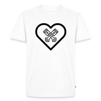 Heart symbol piston engine car fridays for cubic capacity - Men's Premium Organic T-Shirt - white - Front - Nico (187cm)