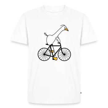 Oie fait du vélo - T-shirt Premium bio Homme - blanc - Devant - Nico (187cm)