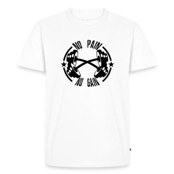 no pain gain citation musculation haltere - T-shirt Premium bio Homme - blanc - Devant - Nico (187cm)