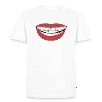 Dents d'acier - Sourire d'enfer ou en fer! - T-shirt Premium bio Homme - blanc - Devant - Nico (187cm)