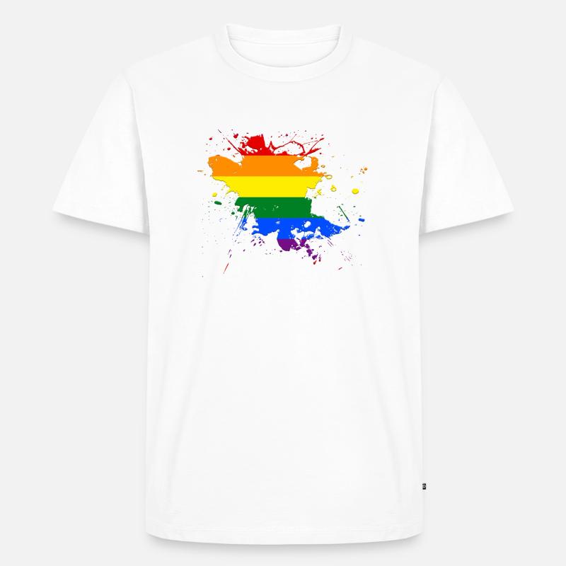 Regenbogenfahne als Farbklecks - Männer Premium Bio T-Shirt - Weiß