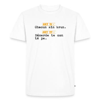 T shirt chti humour article 21 - T-shirt Premium bio Homme - blanc - Devant - Nico (187cm)