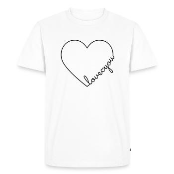 Je t'aime coeur aime ta ligne de coeur - T-shirt Premium bio Homme - blanc - Devant - Nico (187cm)