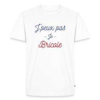 J peux pas je bricole idée cadeau humour bricolage - T-shirt Premium bio Homme - blanc - Devant - Nico (187cm)