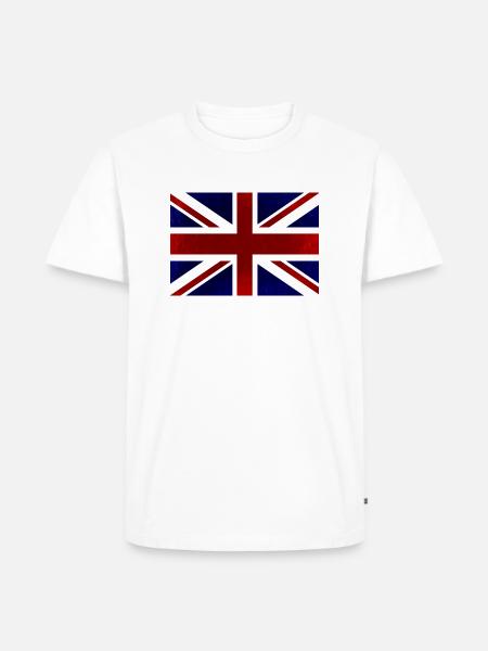 Britisk flag, Storbritannien, rød, hvid og blå - Herre Premium økologisk T-shirt - hvid
