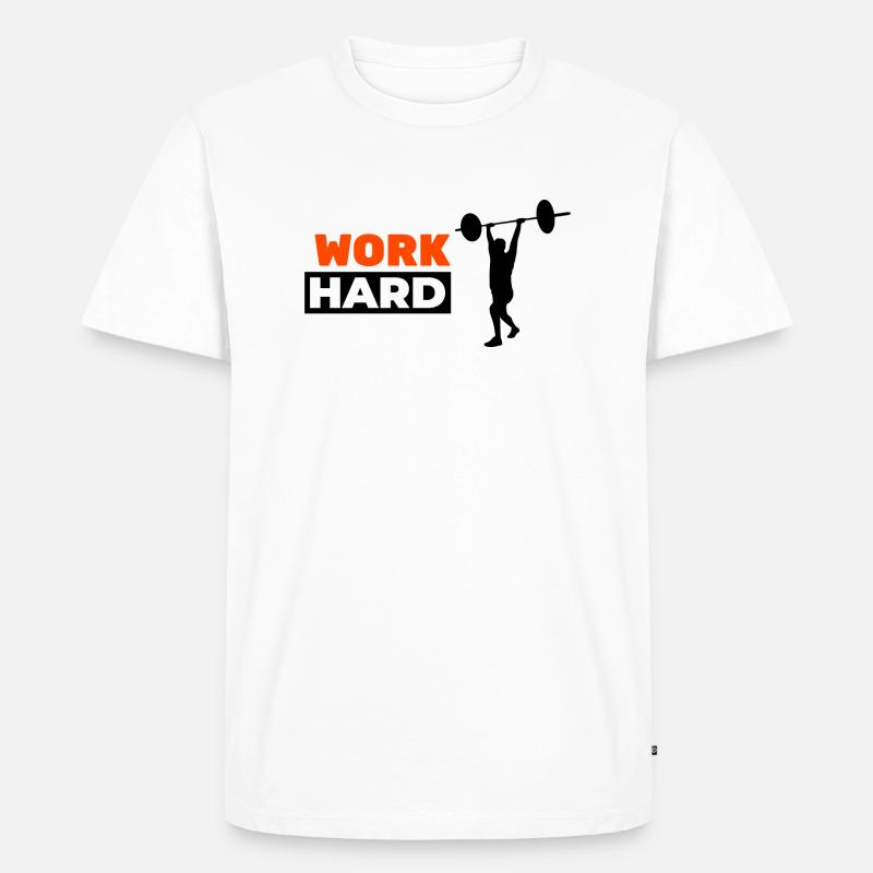 WORK HARD - Männer Premium Bio T-Shirt - Weiß