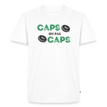 Caps ou pas caps humour drôle cadeau - T-shirt Premium bio Homme - blanc - Devant - Nico (187cm)