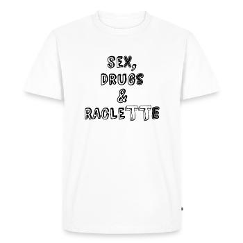 Sex, Drugs & Raclette - T-shirt Premium bio Homme - blanc - Devant - Nico (187cm)