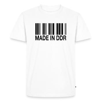 Fabriqué en DDR Deutschland Allemagne Strichcode Code à barres - T-shirt Premium bio Homme - blanc - Devant - Nico (187cm)