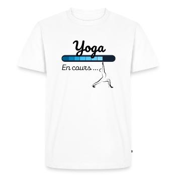 Yoga en cours - T-shirt Premium bio Homme - blanc - Devant - Nico (187cm)