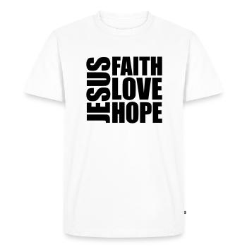 Jésus Foi Amour - T-shirt Premium bio Homme - blanc - Devant - Nico (187cm)