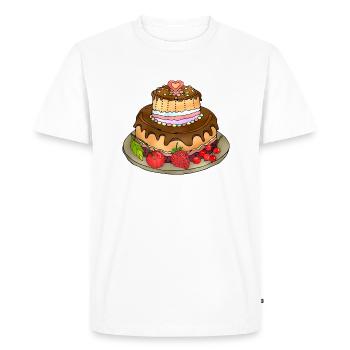 Cake - Men's Premium Organic T-Shirt - white - Front - Nico (187cm)