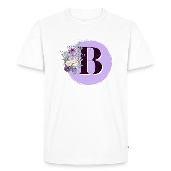 lettre B Couronne de fleurs violet - T-shirt Premium bio Homme - blanc - Devant - Nico (187cm)