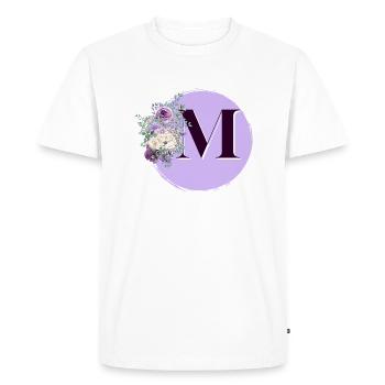 lettre M Couronne de fleurs - T-shirt Premium bio Homme - blanc - Devant - Nico (187cm)