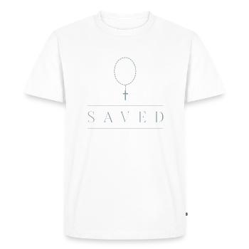 Saved Christian Clothing Jesus Minimalist - Men's Premium Organic T-Shirt - white - Front - Nico (187cm)