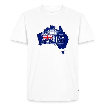 Carte de l’équipe AUS Australie avec motif de balle - T-shirt Premium bio Homme - blanc - Devant - Nico (187cm)