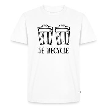 JE RECYCLE - VIVE LES POUBELLES - T-shirt Premium bio Homme - blanc - Devant - Nico (187cm)