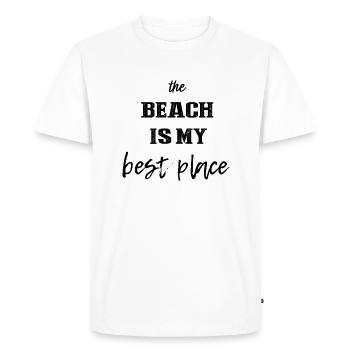 the beach is my best place - T-shirt Premium bio Homme - blanc - Devant - Nico (187cm)