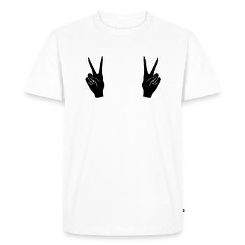 Black Victory Hand Signal Peace - Men's Premium Organic T-Shirt - white - Front - Nico (187cm)