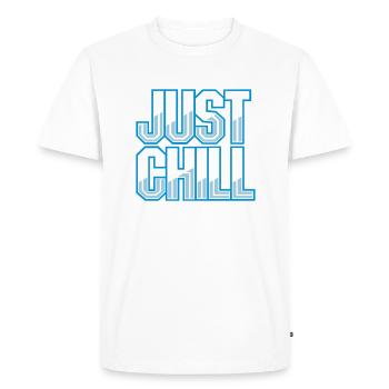 Just Chill Text Logo - T-shirt Premium bio Homme - blanc - Devant - Nico (187cm)