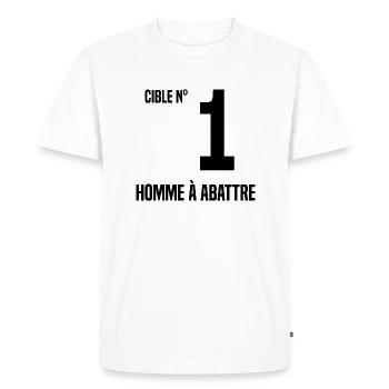 Cible n°01 - T-shirt Premium bio Homme - blanc - Devant - Nico (187cm)