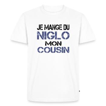 Je mange du Niglo - T-shirt Premium bio Homme - blanc - Devant - Nico (187cm)